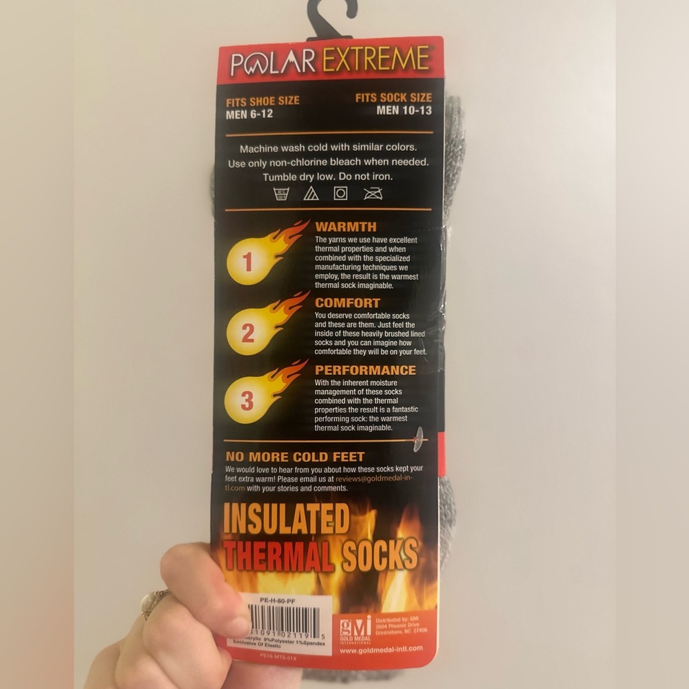 🐣NWT Polar Extreme Insulated Gray and White Thermal Socks - Picture 5 of 6